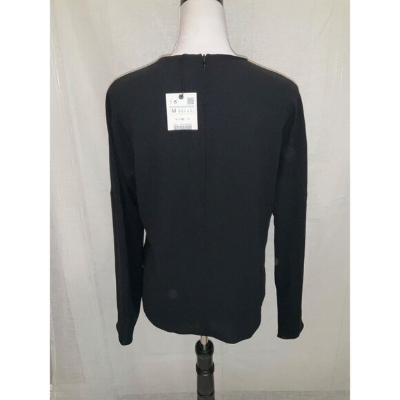 Zara Womens Black Cutout Long Sleeve Top Size Medium - Picture 4 of 5